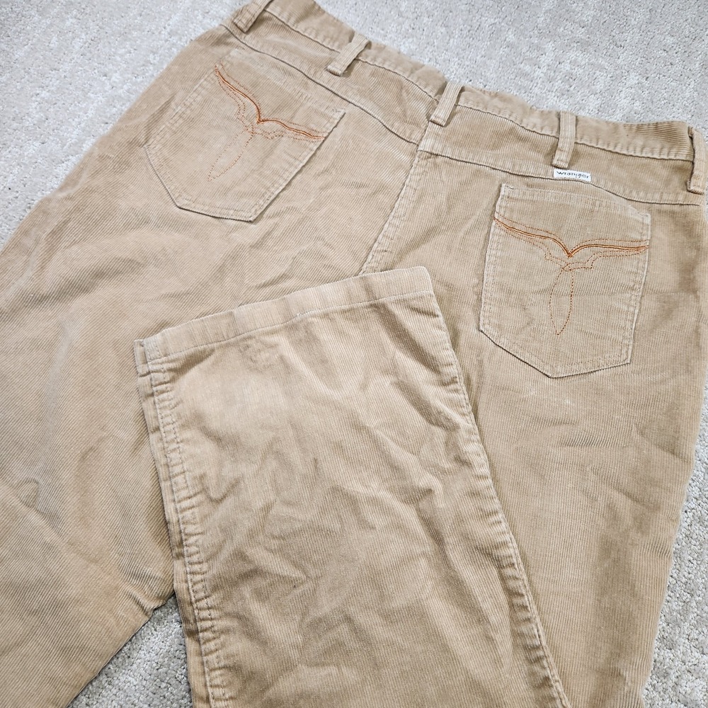 Vintage 70s Wrangler Corduroy Pants Men 36x28 *READ Bootcut Western Cowboy Beige